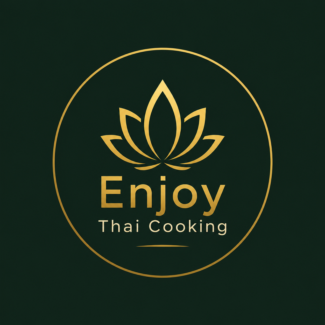 Enjoy Thai Cooking - logo med gylden lotusblomst